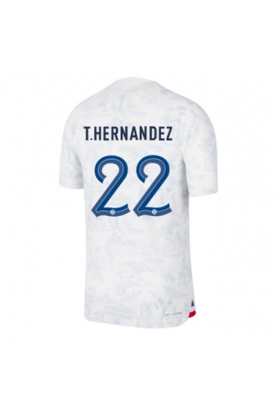 Ranska Theo Hernandez #22 Jalkapallovaatteet Vieraspaita MM-kisat 2022 Lyhythihainen